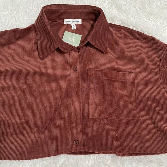 Women Pretty Garbage Cropped Corduroy Jacket in Chocolate Brown Size Small - Picture 4 of 10
